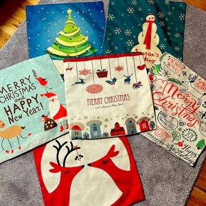 6 Soft Canvas Holiday Pillow Covers